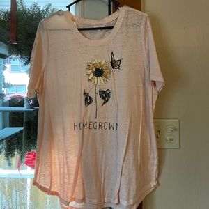 Homegrown Tee with Embroidered Butterfly